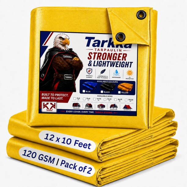 Tarkka 12ft x 10ft 120 GSM Tharpai Tadpatri Thadika Tirpal, Extra Strong Tent - For Boating, Festival, Beach, Picnic, Gardening