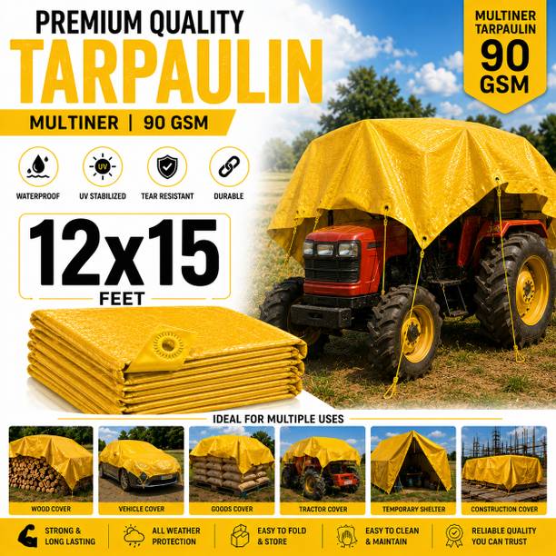GrahLogy 12x15 Tarpaulin Waterproof Sheet Tripal, Tirpal 12*15 Heavy Duty Tarpal Tent - For Camping, Construction Sites, Temporary Shelters, Truck Cover, Farmhouse, To Cover Cement