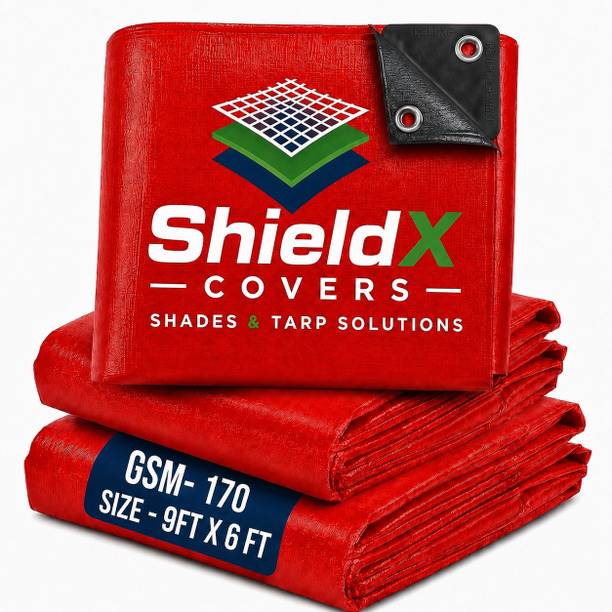 shieldx covers 9FT X 6FT 170GSM Tarpaulin Waterproof Sheet, Heavy Duty Tent - For Agriculture, Waterproof Covering, Camping, Construction