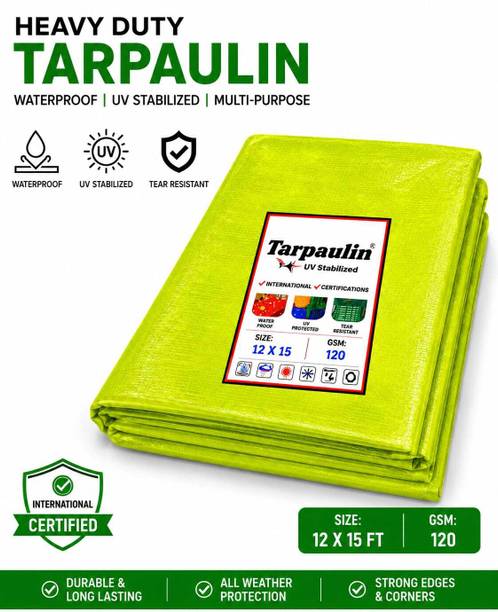 GrahLogy Waterproof Tarpaulin Tripal Sheet for Outdoor Protection, Farming,Construction Tent - For Agriculture Use, Roof Covering, Warehouse Storage, Vehicle Protection