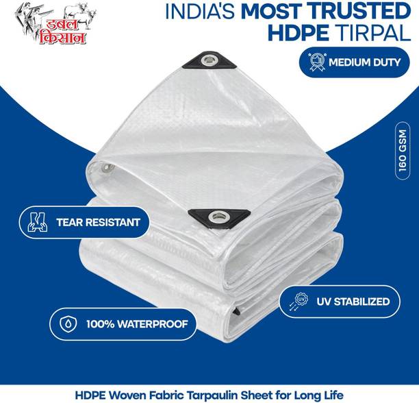 Double Kissan 160 GSM Tarpaulin Sheet 6x6ft Clear Tent - For Trucks, Industry, Construction, Warehouses, Farm & Rain Shelter