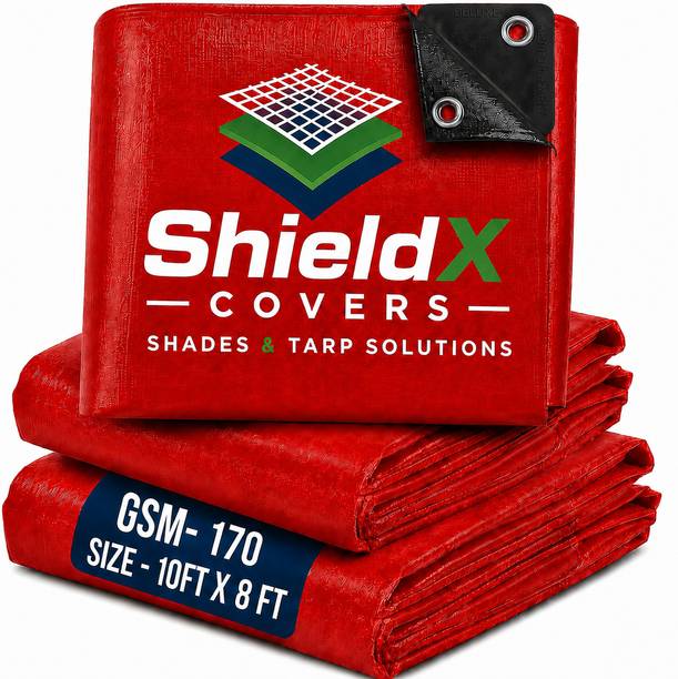 shieldx covers 10FT X 8FT 170GSM Tarpaulin Waterproof Sheet, Heavy Duty Outdoor Cover for Use Tent - For Suitable for rain protection, camping, farming, construction covering.