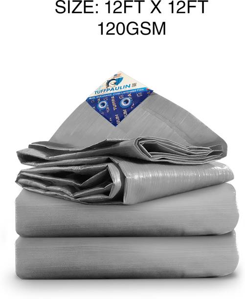 TUFFPAULIN 12FT X 12FT - 120GSM - Silver Tent - For Truck body, Car, Bike and Train Wagon Cover, Grain Covers,, Pond Liners, Poultry Curtains, Fumigation Cover, Industrial Equipment Cover, more than 1000 applications, providing shelter from inclement weather, protecting flooring from paint drips