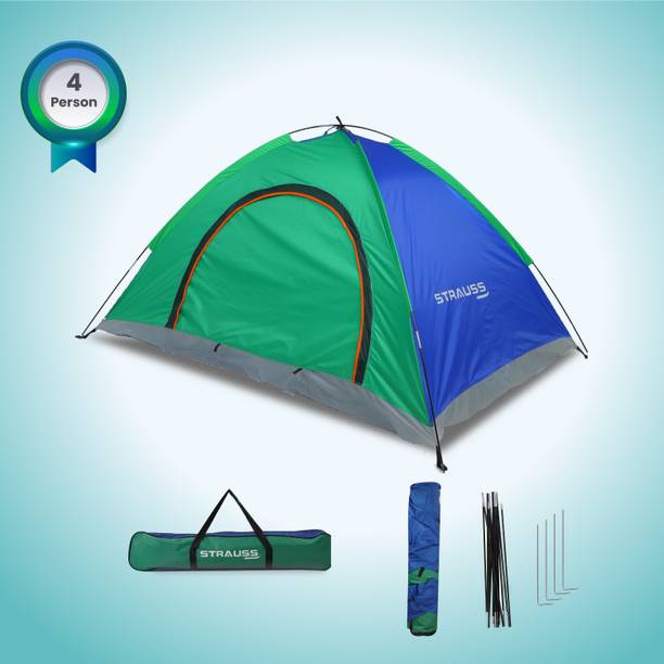 Strauss 4 Person Waterproof Portable Camping Tent | Useful for Outdoors, Picnic, Hiking Tent - For All Age Group