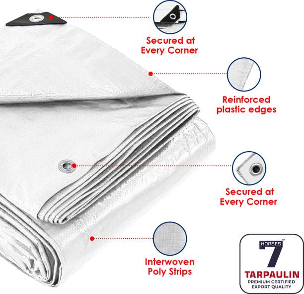 Seven Horses HDPE Tarpaulin Sheet Waterproof 6x9 ft (280 GSM) -Polyethylene Tarp with Eyelet Tent - For Multipurpose UV Treated Tirpal Tadpatri Cover for Truck, Roof, Rain or Sun