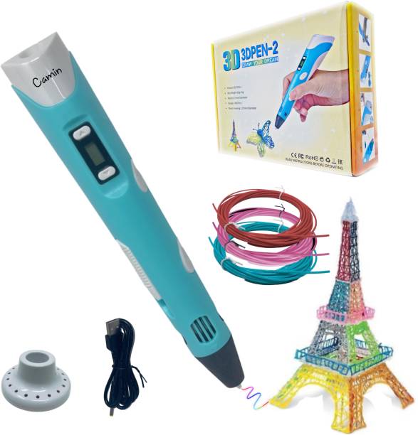 camin 3D Pen| 3D Pen with USB Cable| 3D Pen for Kids (3 Color PLA Filament) Blue Color 3D Printer Pen