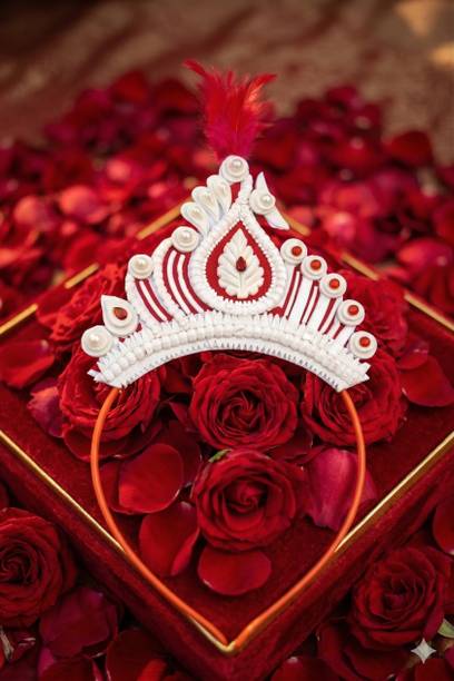 Biyer Saj Baby Mukut for Bengali Annaprashan Rice Ceremony Girl Boy Solar Crown Hair Band