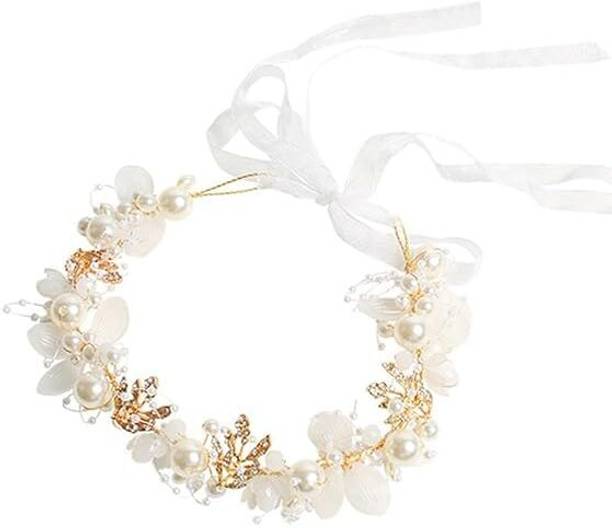Everglow Tiara for Women, Hair Band, Pearl Flower Crown Headpiece Hair Pin