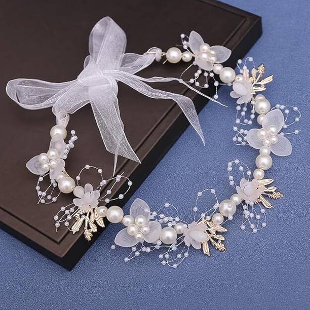 skyunion Tiara for Women, Hair Band, Pearl Flower Crown Headpiece Hair Band