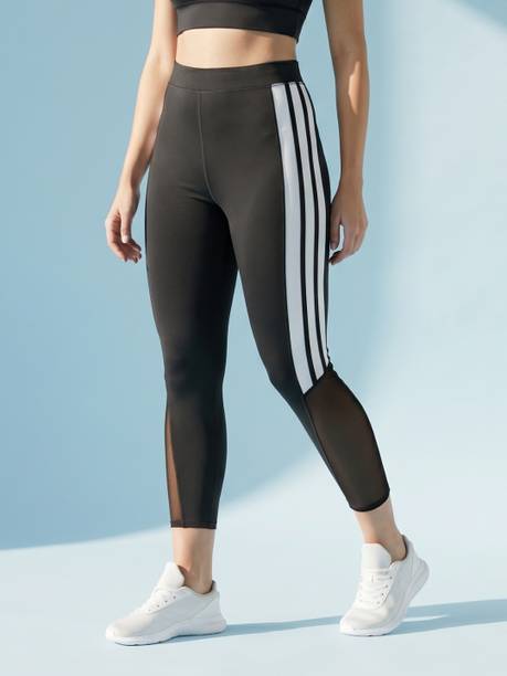Blinkin Striped Women White and Black Tights
