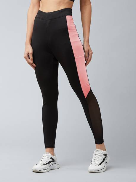 BLINKIN Color Block Women Black, Pink Tights