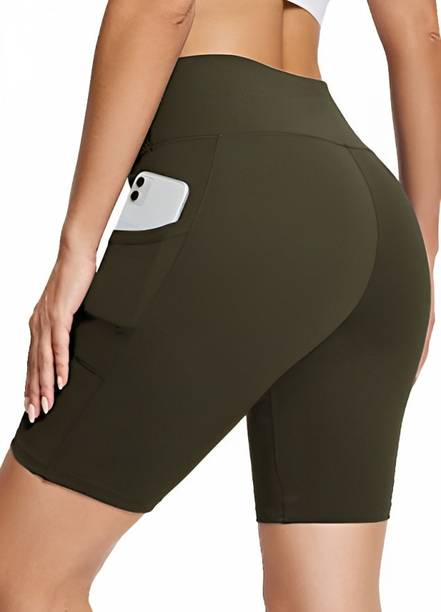 POOJARAN Solid Women Green Tights