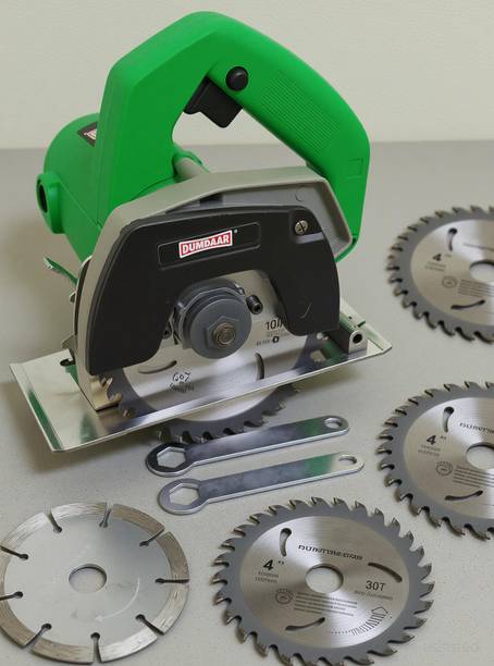 DUMDAAR 1400W 110mm Marble Tile cutting Machine with 2pc Mable and 2pc Wood Wheel Handheld Tile Cutter
