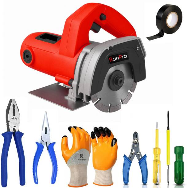 RanPra 110MM/4INCH MARBLE CUTTING MACHINE WITH 5 HAND TOOL SET AND SAFETY GLOVES Marble Cutter