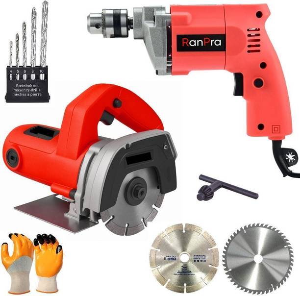 RanPra 100/110MM MARBLE / TILE CUTER AND 10MM DRILL MACHINE WITH CUTTING WHEEL Marble Cutter