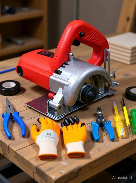 RanPra COMBO OF MARBLE CUTTER MACHINE WITH HAND TOOL SET AND SAFETY GLOVES Marble Cutter