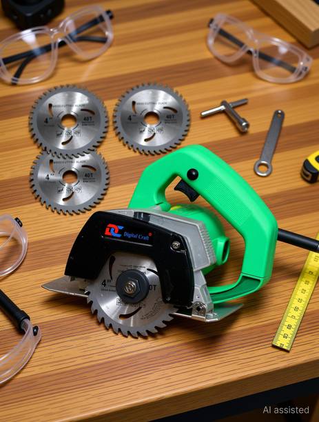 Digital Craft Powerful 110mm Marble Cutter 1400W – Fast 14000 RPM 3pc Wood Cutting Blade Handheld Tile Cutter