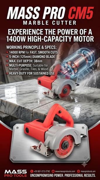 Mass Pro Multipurpose CM5_125mm 5"inch Cutter Machine With 4inch Blade Marble Cutter