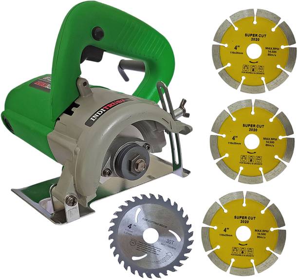 Inditrust 1400W 110mm Green Round Marble /Wood cutting Machine & 1pc Wood 3pc Tile Wheels Marble Cutter