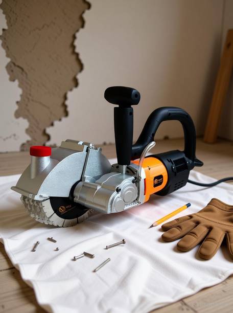 VOLTZ BWC-156 6500W Brushless Wall Chaser, 5-Blade Slotting Cutter, 220V, 6300 RPM Marble Cutter