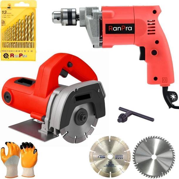 RanPra 4INCH TILE/MARBLE CUTTER | CUTTING WHEEL & 10MM DRILL MACHINE | 13PCS DRILL BIT Marble Cutter
