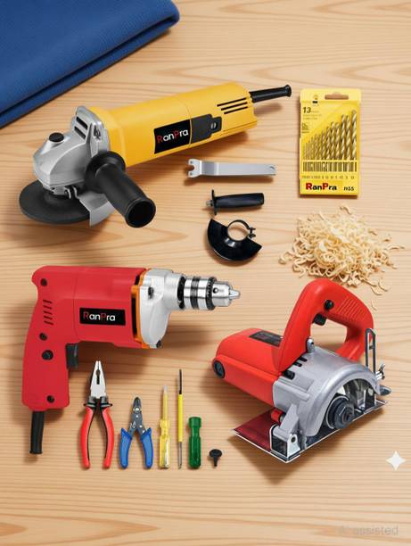 RanPra 4INCH MARBLE CUTTER| 4INCH ANGLE GRINDER| 10MM DRILL WITH 19PCS DRILL BIT Marble Cutter
