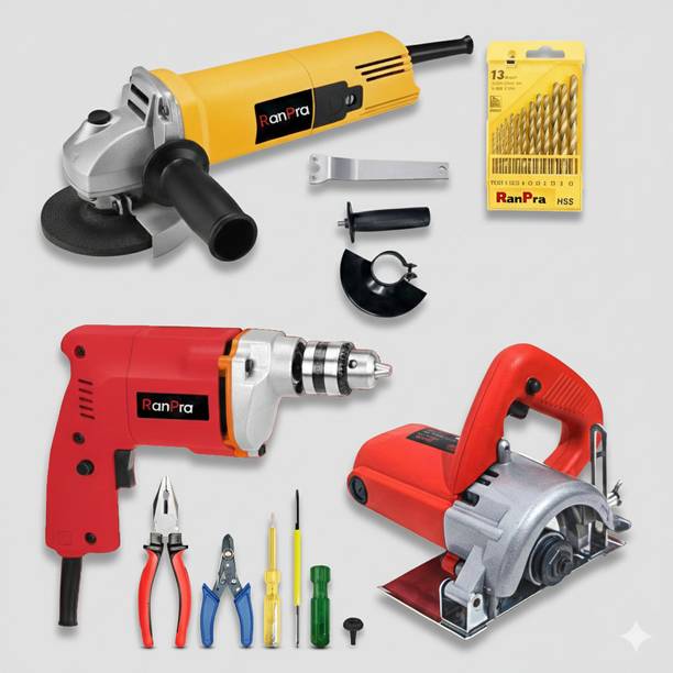 RanPra 4INCH MARBLE CUTTER| 4INCH ANGLE GRINDER| 10MM DRILL WITH 19PCS DRILL BIT Marble Cutter