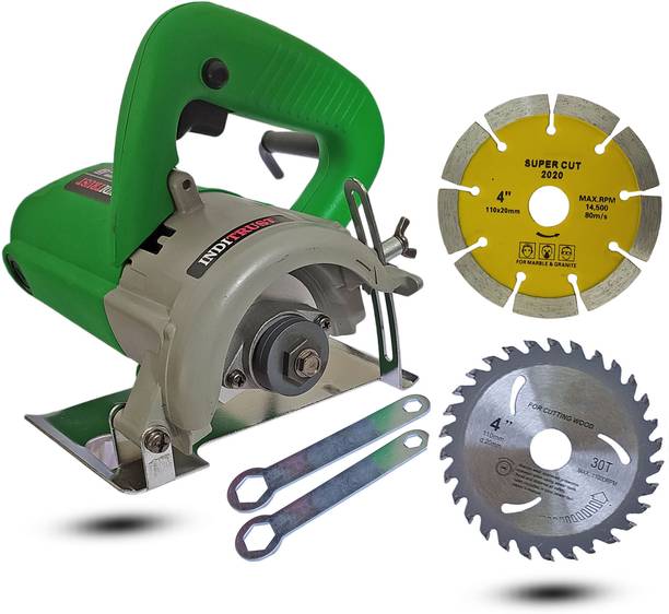 Inditrust 1400W 110mm Round Marble Tile/Wood cutting Machine & 1pc Wood 1pc Tile Wheels Marble Cutter