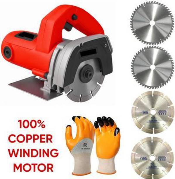 RanPra 4 INCH CUTTER MACHINE WITH TILE/WOOD CUTTING BLADE & 1 PAIR OF GLOVES Marble Cutter