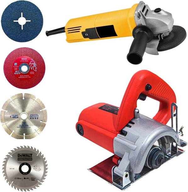 रनप्रा 4 INCH MARBLE CUTTER AND 4 INCH ANGLE GRINDER WITH 4 PCS GRINDING CUTTING BLADE मार्बल कटर