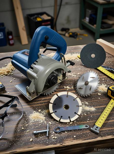 DUMDAAR 110mm Marble cutting machine Tile Stone Wood cutting machine with 1pc Marble 1pc Wood 1pc Metal Cutting blade set Handheld Tile Cutter