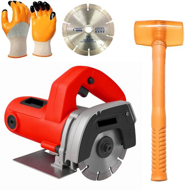 RanPra Tile Cutting System: 4" Cutter Machine, Diamond Blade, and Rubber Hammer | Marble Cutter