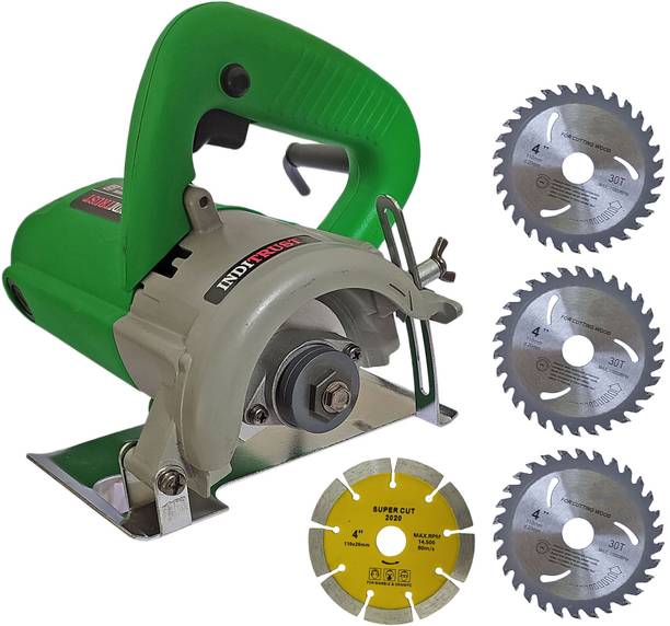 Inditrust 1400W 110mm Green Round Marble /Wood cutting Machine & 3pc Wood 1pc Tile Wheels Marble Cutter