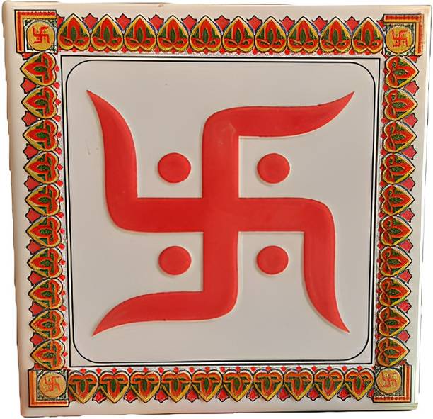 Kesharwani arts and gallery Swastik tiles 6×6 Super Glossy Natural