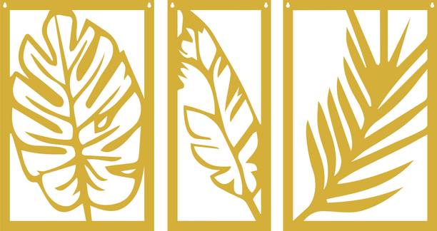 Decor Smart Decor Smart Gold Metal Tropical Leaves Wall Art (DMA_549G) Sign