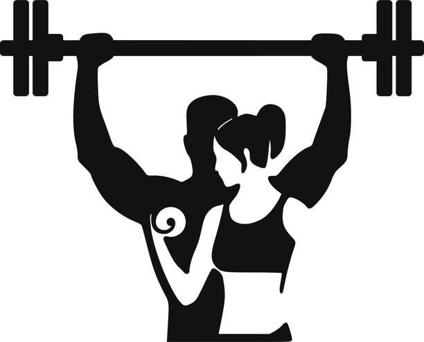 Ranovaa Black Metal Art Fitness Couple Gym Home Decor Decoration (DMA_569B) Sign