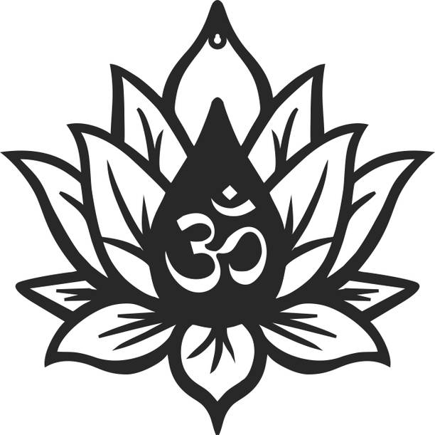 Decor Smart Decor Smart Black Metal Om Lotus Wall Art (DMA_5189B) Sign