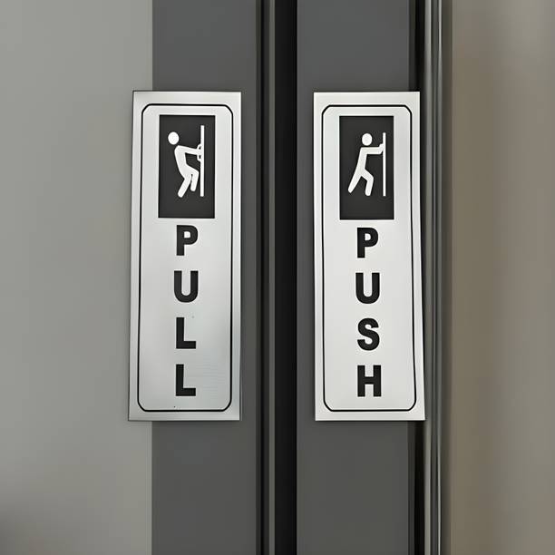 BOLDYOUNG Push Pull Metal Door Sign Plate | Waterproof Door Signage for Shop & Office Sign