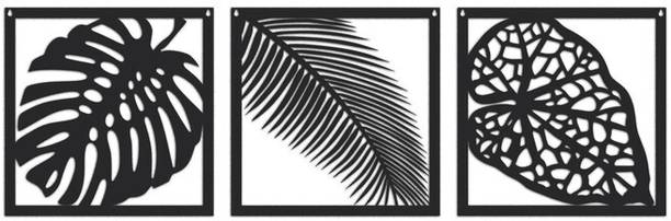 Ranovaa Ranovaa Black Tropical Leaf Trio Metal Wall Art | Nature Decor (DMA_580B) Sign