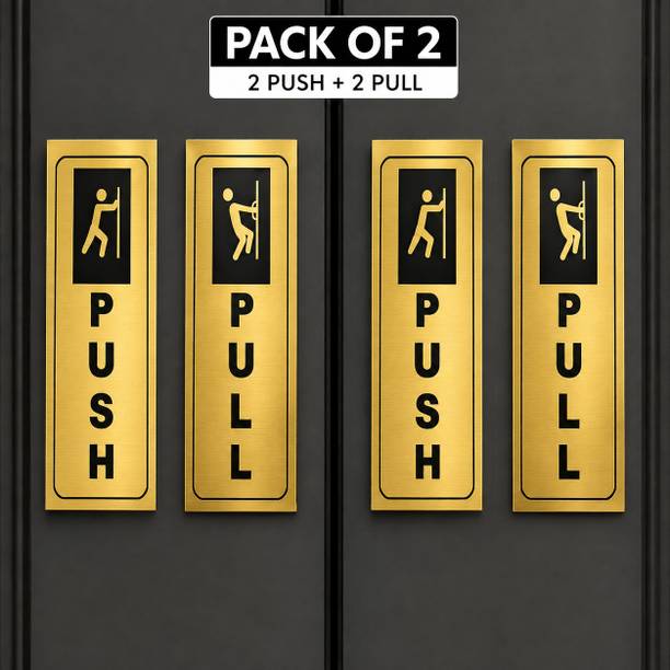 BOLDYOUNG push pull metal sign for doors golden finisehed pack of 2 Sign