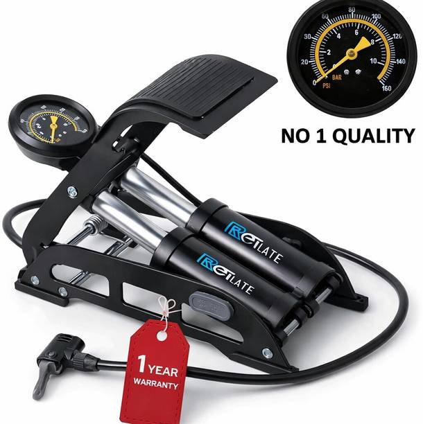 RETLATE Dual Cylinder Heavyduty Air Pump 200 psi Tyre Air Pump for Car & Bike