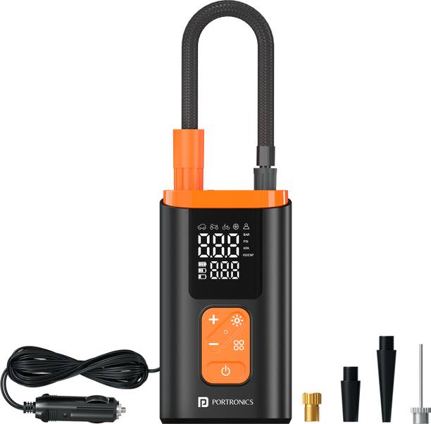 Portronics Vayu Core 2-in-1 Portable Tyre Inflator 150 psi Tyre Air Pump for Car & Bike