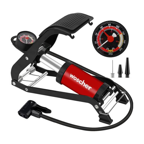 Woscher 8702Z Single Cylinder Multiuse Foot Pump 120 psi Tyre Air Pump for Car & Bike