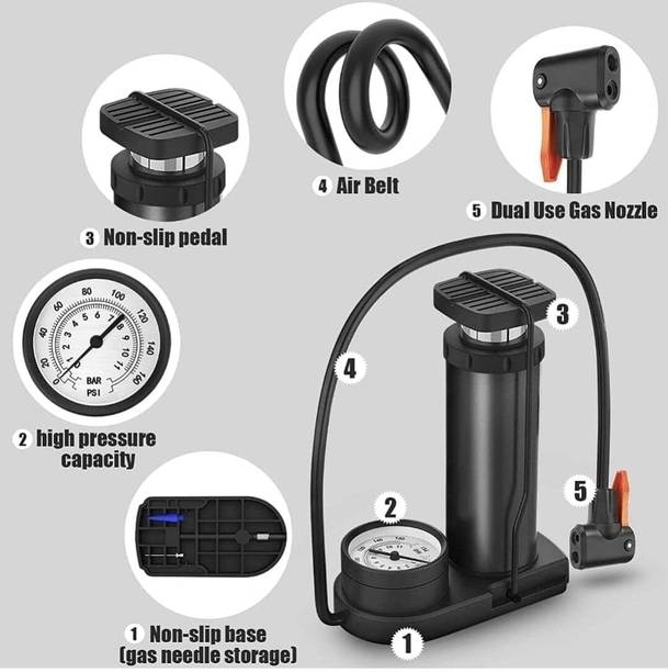 ShineTex Pressure Foot Air Pump Car & Bike 160 psi Tyre Air Pump for Car & Bike