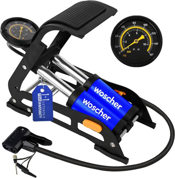 Woscher 8705M Dual Cylinder Heavyduty Foot Pump 160 psi Tyre Air Pump for Car & Bike