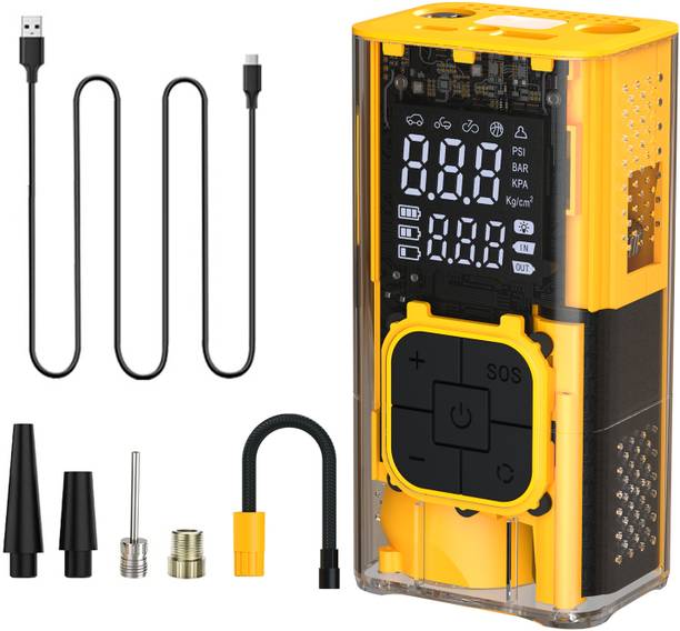 पोर्ट्रोनिक्स Vayu 3T Rechargeable Tyre Inflator 150 psi टायर एयर पंप फॉर कार एंड बाइक