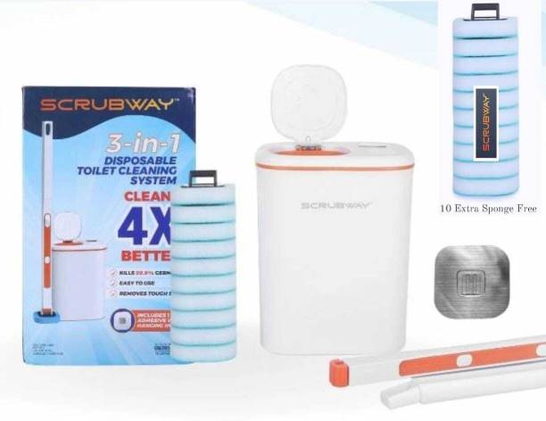 SCRUBWAY 3-1 Disposable Toilet Cleaning System with Automatic Opening & Closing Lid with Holder