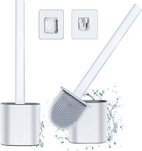 krenz Toilet Brush White Color with Wall mounting Sticker with Holder