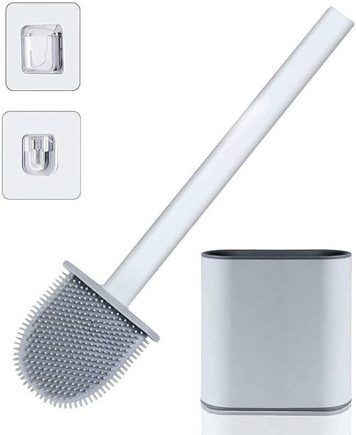 HEMZAY SILICONE TOILET BRUSH with Holder