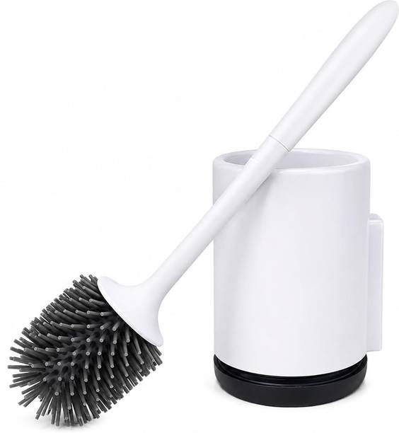 Kienlix Silicone Toilet Brush with Holder, White, 360° ...